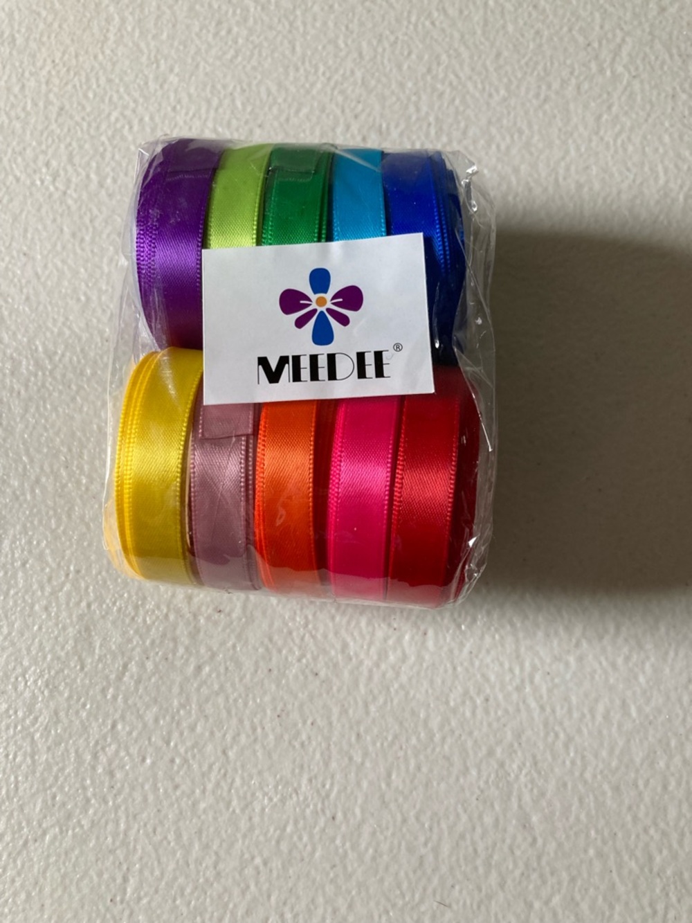Meedee Sewing Craft Ribbon 3/8” Double-Sided Satin 10 Rolls 50 Yards Rainbow